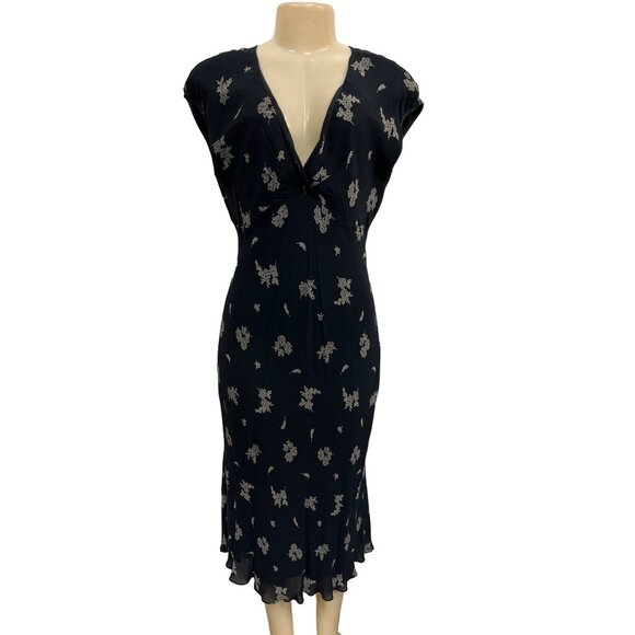 Jones New York Women's Black Floral Art Empire Waist Maxi Dress Sz 14 - Picture 1 of 6